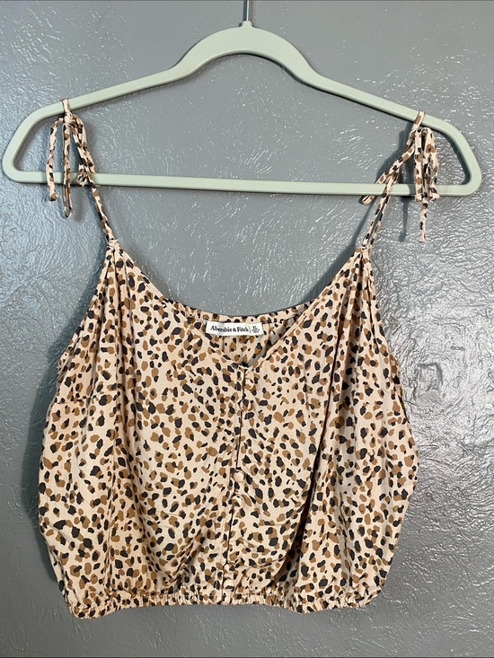 Abercrombie & Fitch Tops - Abercrombie & Fitch Leopard Print Tie Strap Crop Top XL Y2K Going Out